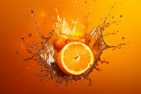 Ripe Juice Splash, Orange Generative AIの素材