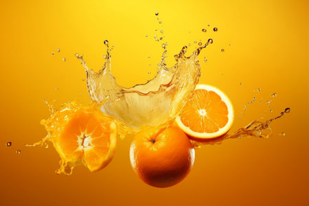 Ripe Juice Splash, Orange Generative AIの素材