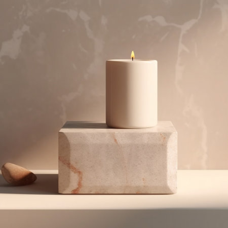 White Candle, Stone Podium Generative AIの素材