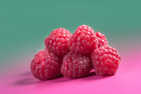 Raspberries on Gradient Background Generative AIの素材