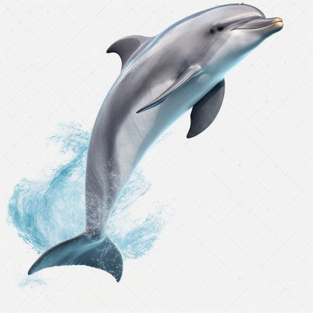 Dolphin Marine Ocean Animal Isolated on White Background Generative AIの素材