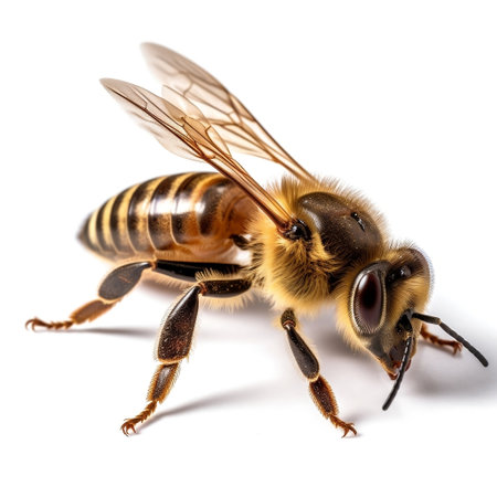 Honey Bee Side View Isolated on a White Background Generative AIの素材