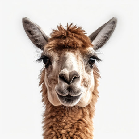 Llama Face Shot Isolated on Transparent Background Generative AIの素材