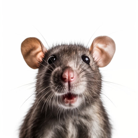 Rat Closeup Face Shot Isolated on White Background Generative AIの素材