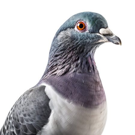 Pigeon Closeup Face Shot Isolated on White Background Generative AIの素材
