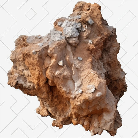 Rock Stone Boulder Mountain Clay Ore Nature Earth on White Background Generative AIの素材