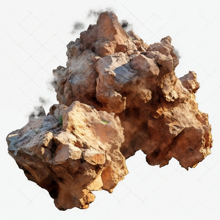 Rock Stone Boulder Mountain Clay Ore Nature Earth on White Background Generative AIの素材