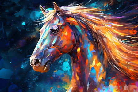 Abstract Magical Horse A Background with a Mystical Mare Generative AIの素材