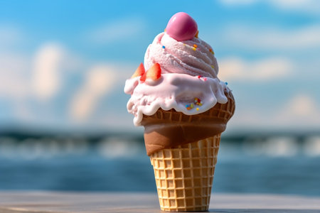 Ice Cream Cone Delight A Celebration of National and International Ice Cream Generative AIの素材