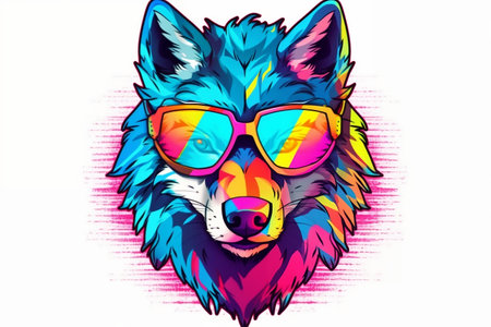 Artistic Arctic Wolf An Epic and Unique Animal Mascot Generative AIの素材