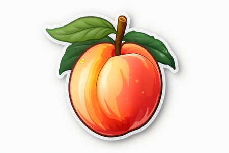 Sticker of a Peach on a White Background Generative AIの素材