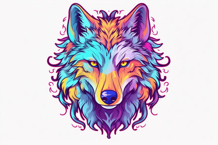 Artistic Arctic Wolf An Epic and Unique Animal Mascot Generative AIの素材