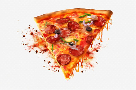 Pizza Design Elements Isolated on White Background Generative AIの素材