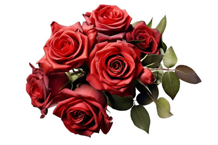 Bouquet of Red Roses Flowers Isolated on White Background Generative AIの素材