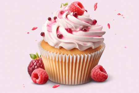 Cupcake on a White Background Generative AIの素材