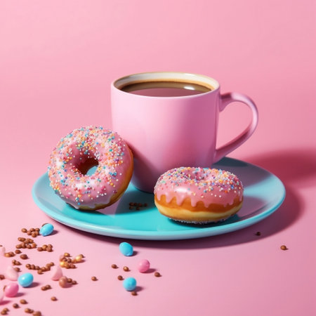 Donuts Coffee Copyspace Perfect Sweet Delight Generative AIの素材