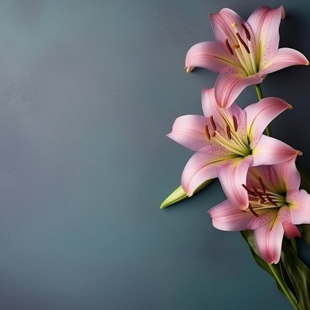 Lily Flower Plain Background with Copy Space Generative AIの素材