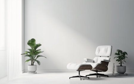 Minimalist Modern Interior with an Armchair on an Empty Background Generative AIの素材