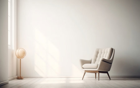 Minimalist Modern Interior with an Armchair on an Empty Background Generative AIの素材