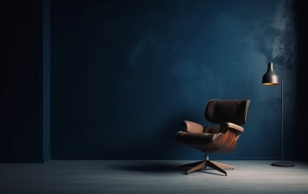 Minimalist Modern Interior with an Armchair on an Empty Background Generative AIの素材