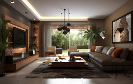 Conceptual Living Room Interior Design Generative AIの素材