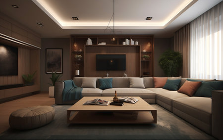 Conceptual Living Room Interior Design Generative AIの素材