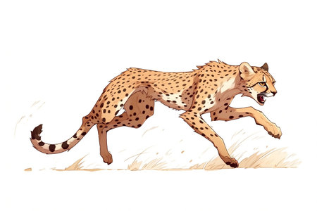 Isolated Running Cheetah White Background Generative AIの素材
