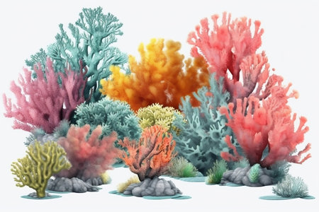 Isolated Corals White Background Generative AIの素材