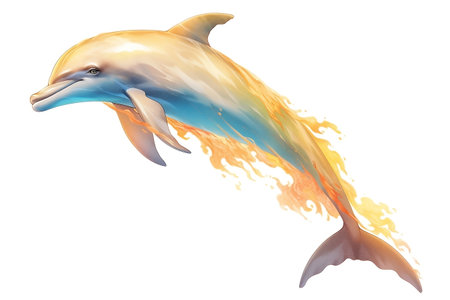 Dolphin Isolated on White Background Generative AIの素材