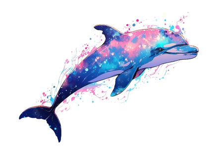 Dolphin Isolated on White Background Generative AIの素材
