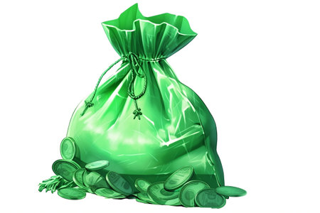 Green Money Bag Isolated on White Background Generative AIの素材