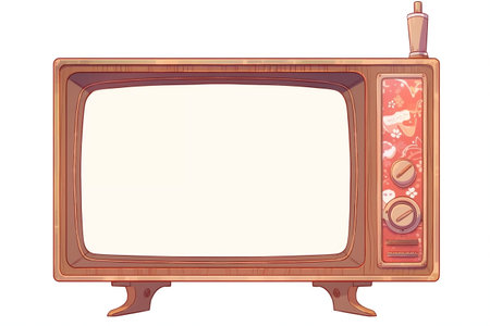 Retro TV Frame on White Background Generative AIの素材