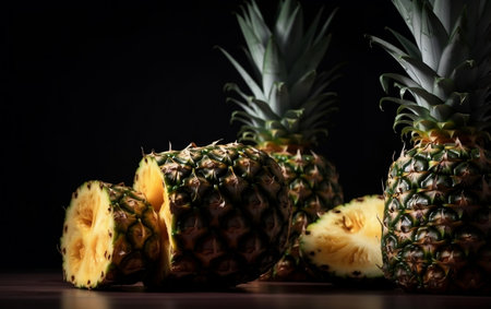 A Close up Shot of Sliced Pineapples Generative AIの素材