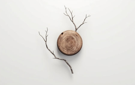 Isolated Wooden Tree Branch on Light Background Generative AIの素材