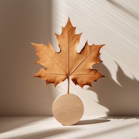 Maple Leaf with Shadow on Light Background Generative AIの素材
