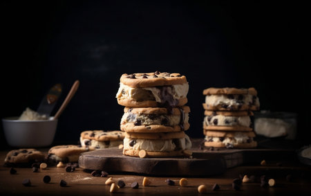 Chocolate Chip Cookie Dough Ice Cream Sandwich Generative AIの素材