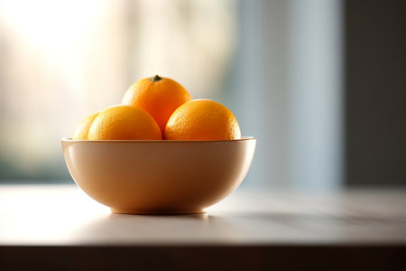 Large Tabletop with a Bowl of Oranges Generative AIの素材