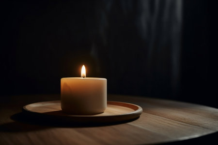 Casting Serene Glow Solitary Candle in a Minimalistic Holder Generative AIの素材