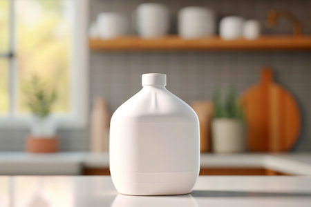 Tabletop Mockup Empty Dish Detergent Bottle Generative AIの素材
