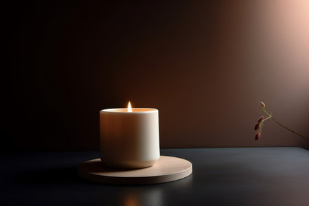 Casting Serene Glow Solitary Candle in a Minimalistic Holder Generative AIの素材