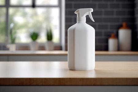 Tabletop Mockup Empty Dish Detergent Bottle Generative AIの素材
