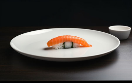 Perfectly Arranged Single Dish on a Pristine White Plate Generative AIの素材