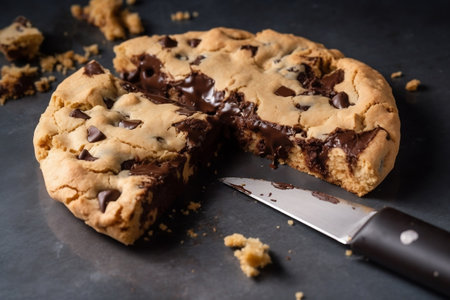 Bite Marks Chocolate Chip Cookie Cut Out with White Background Generative AIの素材