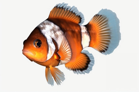 Vibrant Clownfish Isolated Marine Animal in an Oceanic Setting on White Background Generative AIの素材