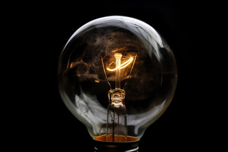 Illuminated Light Bulb White Background Generative AIの素材