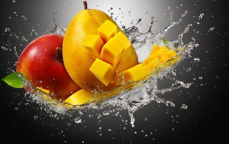 Mango with Splashing Juice Generative AIの素材