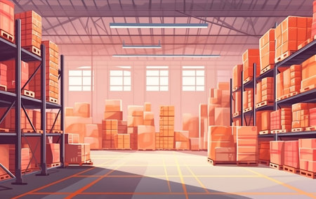 Package and Box Storage Facility Generative AIの素材