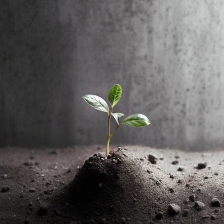 Growing Plant on Gray Soil Generative AIの素材