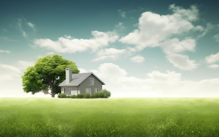A green house with a tree on top of it Generative AIの素材