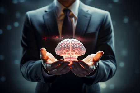 Business Hands Holding Paper Brain Generative AIの素材